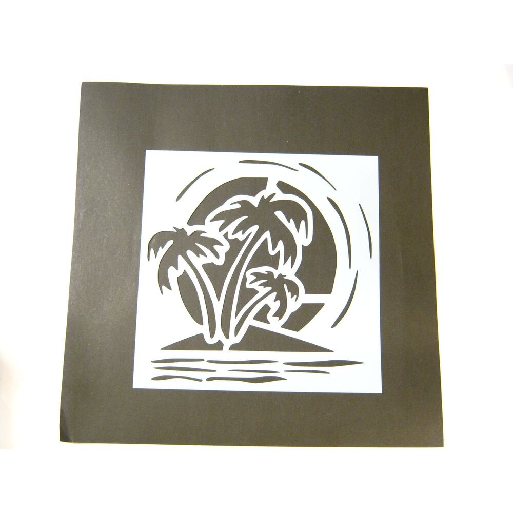 Palm Tree Stencil Beach Summer Island Painting Template 8x8 inch  Reusable